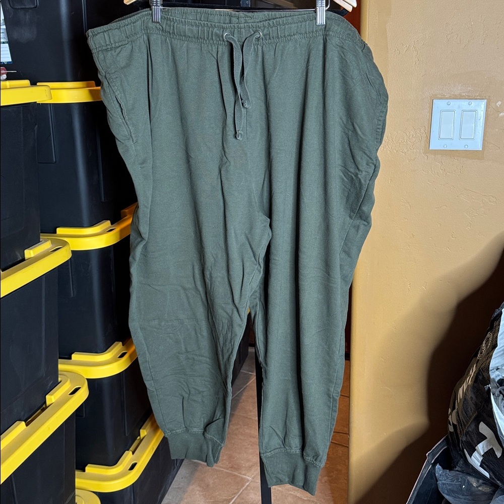 Ellos Plus Size Fleece Jogger Sweatpants Burnt Olive Green 4X Drawstring Pockets - Picture 3 of 8